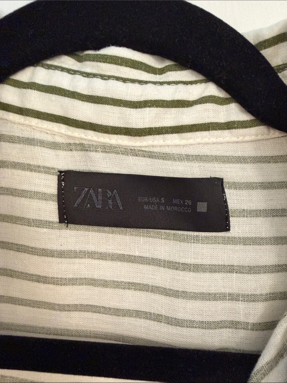 Zara Olive Green and White Striped Button-Down Shirt - Picture 2 of 5